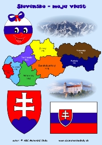 Slovensko moja vlasť, symboly - farebný pracovný list ABC materská škola