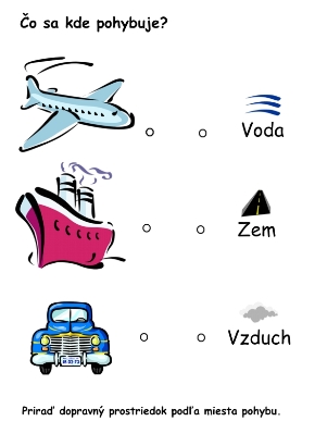 dopravné prostriedky - pracovný list ABC materská škola