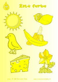 žltá farba -  farebný pracovný list z ABC materské školy