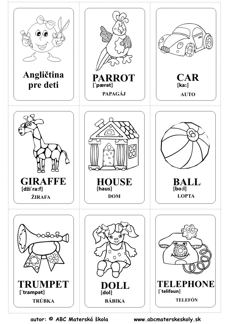 Obrázkové kartičky - angličtina pre deti