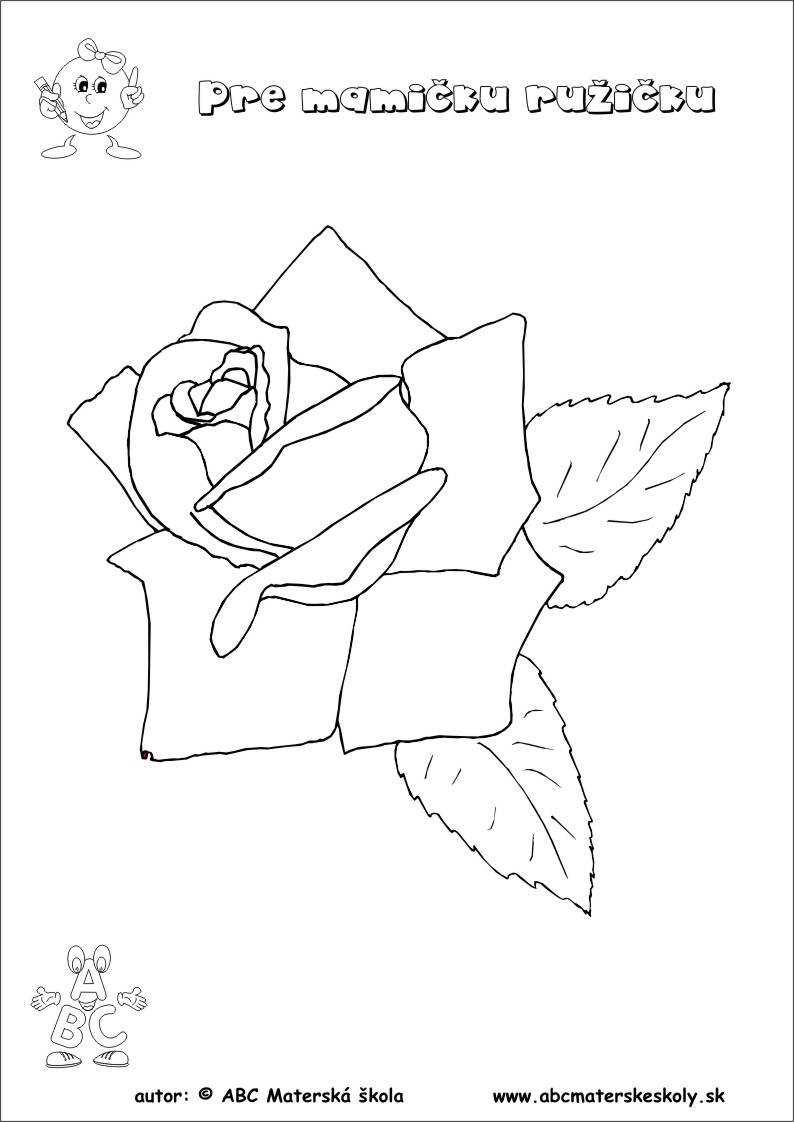 deň matiek - vyfarbi ružičku pre svoju mamičku - pracovný list z ABC školičky