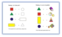 pracovné listy ku hre farby a geometrické tvary, čo k čomu patrí, čo sa načo podobá