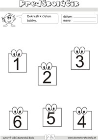 zábavné čísla - pracovný list z ABC materské školy