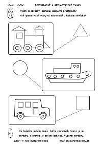 Dopravné prostriedky - geometrické tvary - pracovný list