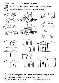 Rozmiestni autá do garáže - Matematika – Počítanie, rozmer, veľkosť - pracovný list