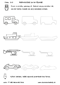 Dopravné prostriedky - dokresli obrysy – Rozvíjame grafomotoriku - pracovný list