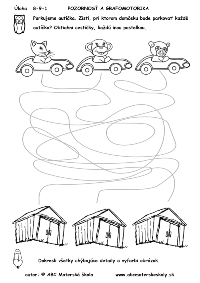Dopravné prostriedky - Parkujeme autíčka - Rozvíjame grafomotoriku - pracovný list