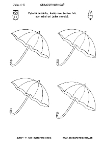 pracovný list - vyfarbi dáždniky, rozvíjame obrazotvornosť
