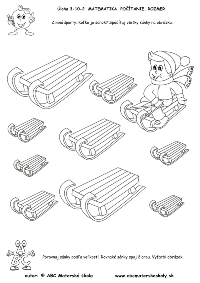 Zimné športy - koľko je sánok - počítanie, veľkosť - pracovný list z ABC