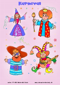 karneval - víla, princ, šaško, pirát