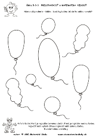 Rôznorodé predmety - rôzne balóny  - pracovný list z ABC materská škola