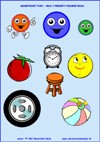 Geometrické tvary – Kruh - predmety podobné kruhu - farby a tvary - farebná predloha
