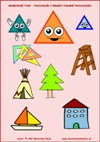 Geometrické tvary – Trojuholník - predmety podobné trojuholníku  - farby a tvary - farebná predloha