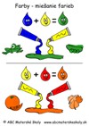 farby - miešanie farieb - zelená a oranžová farba