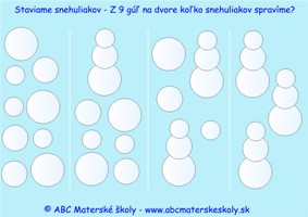 Staviame snehuliakov – farebná predloha - logické myslenie a časová postupnosť