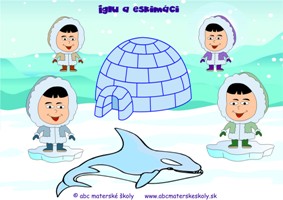 Iglu a Eskimáci - farebná predloha na Interaktívnu tabuľu z ABC pre materské školy