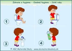 Zdravie a hygiena - osobná hygiena - čisté ruky - farebná predloha ABC materská škola
