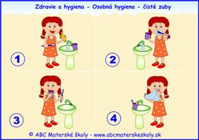 dravie a hygiena - osobná hygiena - čisté zuby - farebná predloha ABC materská škola