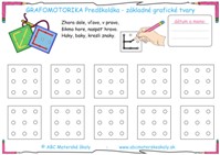 Strana  13 – Základné grafické tvary – Grafické znaky – grafomotorické zručnosti - farebná predloha na IT z ABC materské školy