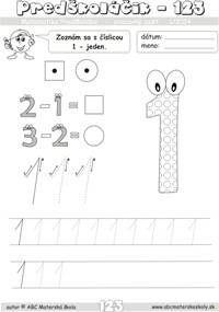 Matematika predškoláka - číslica 1 - pracovný zošit z abc materská škola