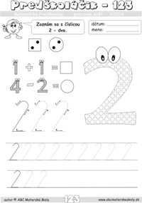 Matematika predškoláka - číslica 2 - pracovný zošit z abc materská škola