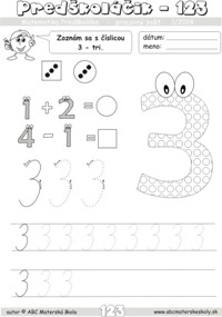 Matematika predškoláka - číslica 3 - pracovný zošit z abc materská škola