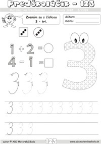 Matematika predškoláka - číslica 3 - pracovný zošit z abc materská škola
