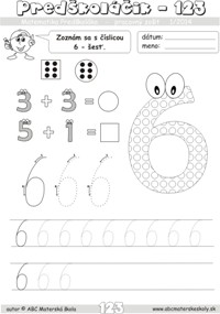 Matematika predškoláka - číslica 6 - pracovný zošit z abc materská škola
