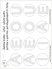 abeceda predškoláka - krúžky s písmenami -pracovný list pre mš