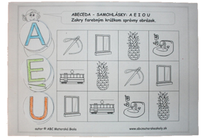abaceda predškoláka - samohlásky a obrázky z ABC materské školy
