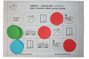 abeceda -samohlásky A E I O U a obrázky z ABC materská škola