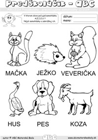 Abeceda predškoláka - poznávame samohlásky - pracovný list ABC pre mš