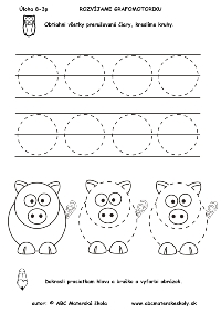 tri prasiatka - rozvíjame grafomotoriku, kreslíme kruhy