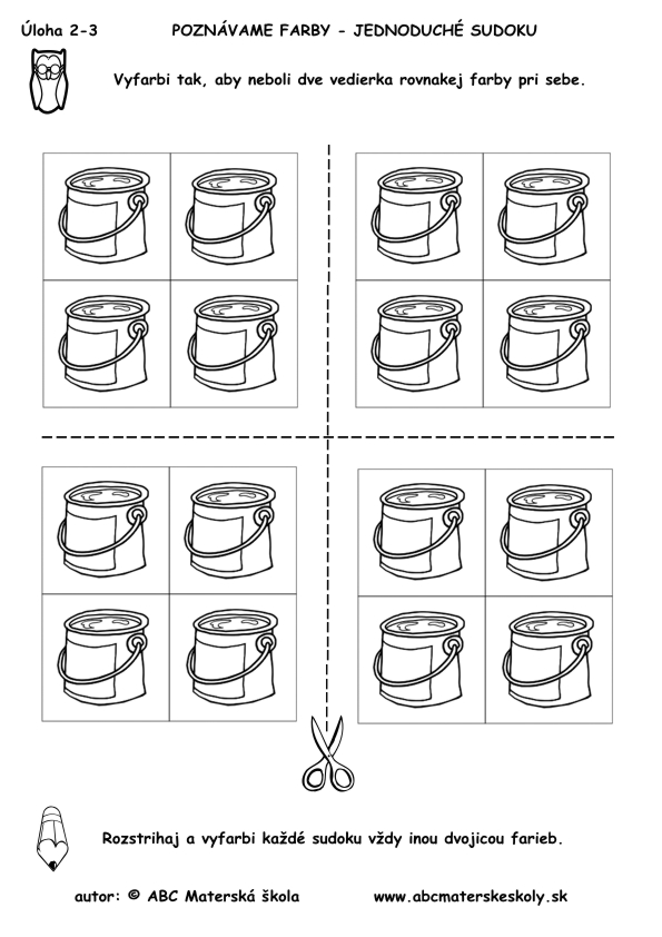 poznávame farby .jednoduché sudoku