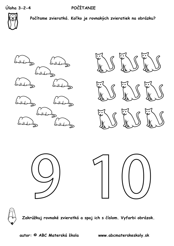 počítame od 1 do 10 - pracovný list predškolák