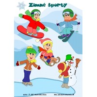 ZIMNÉ RADOVÁNKY - Zimné športy 46 ks pre 5 detí - tlačené pracovné listy z ABC škôlka